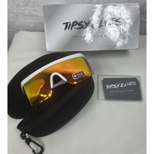 Tipsy Elves Performance Eye Wear Miami Ice Sunglasses White Orange with Case NEW